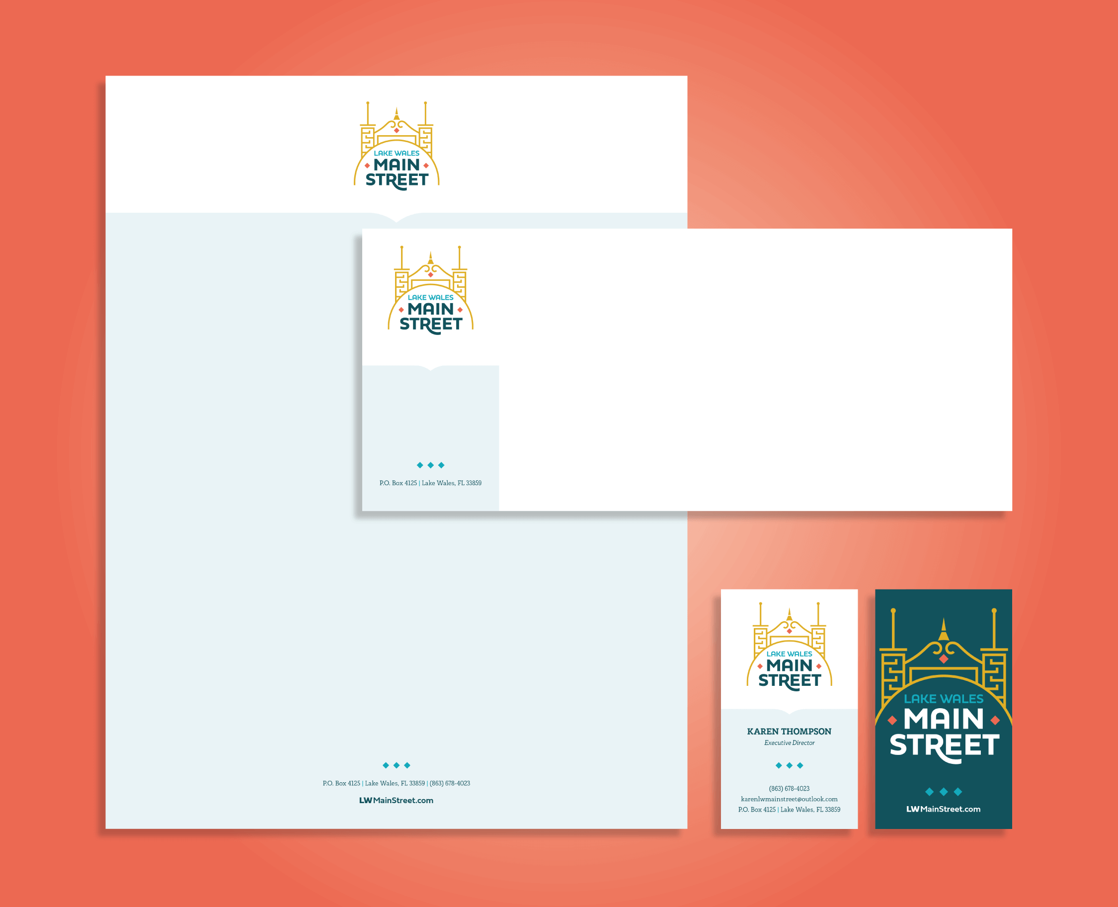 Lake Wales Main Street Stationery, Letterhead, Envelope and business cards