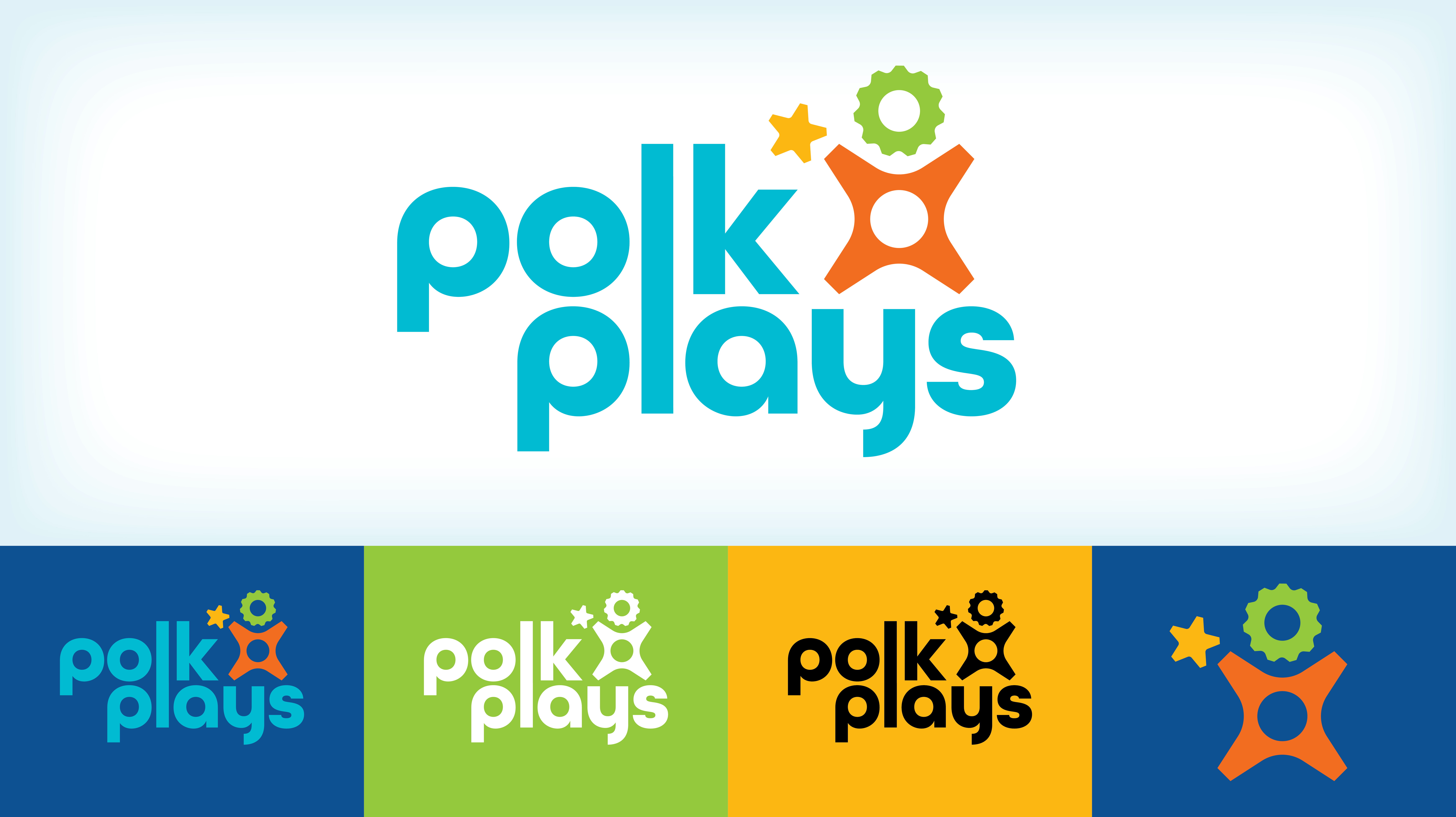 Polk Plays primary logo and logo color options