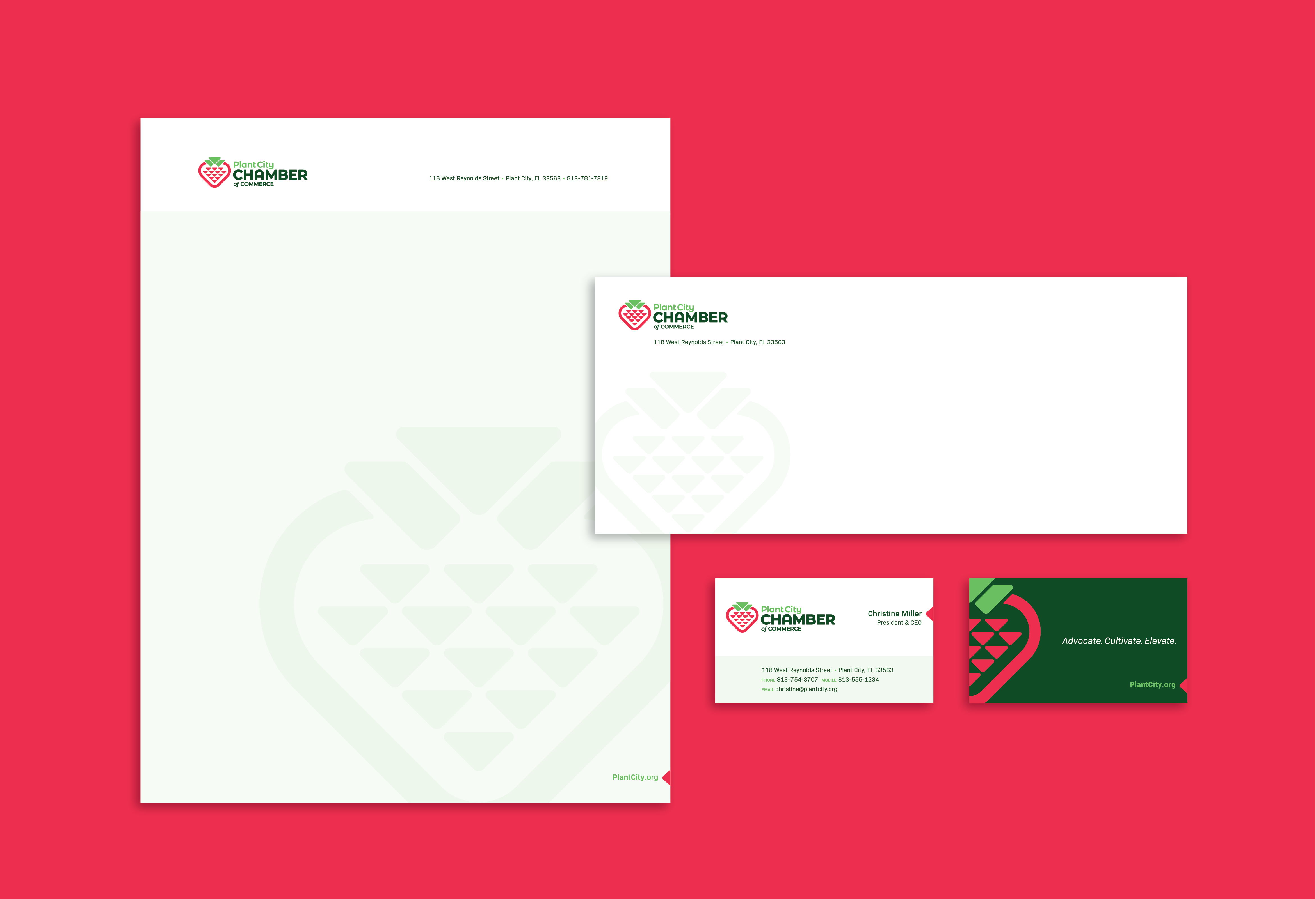 Plant City Chamber of Commerce Letterhead, business cards and envelopes