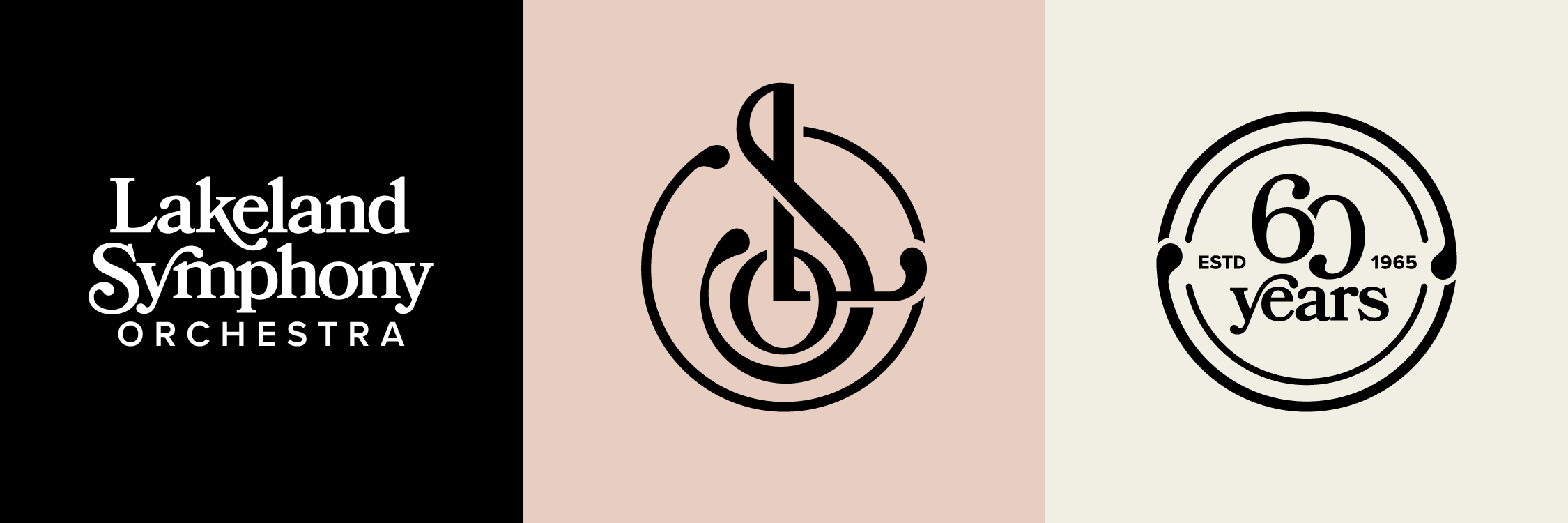 new lakeland symphony orchestra logo, brand mark and 60h anniversary logo