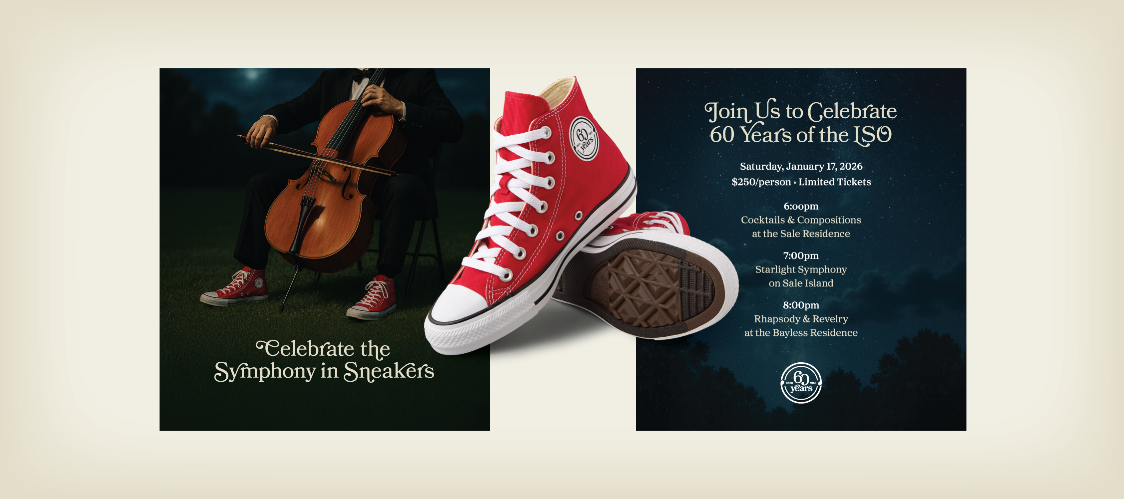 symphony in sneakers event materials featuring custom converse shoes in celebration of the symphony's 60th anniversary